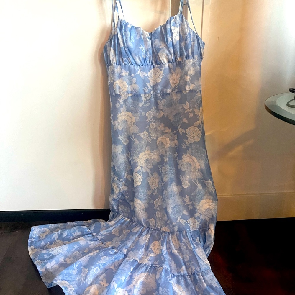Altard state Blue and white floral fancy long dress.